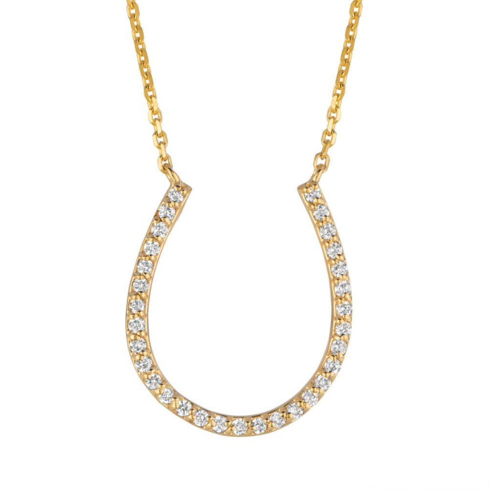 0.25 Carat Natural Diamond Horseshoe Necklace 14K
